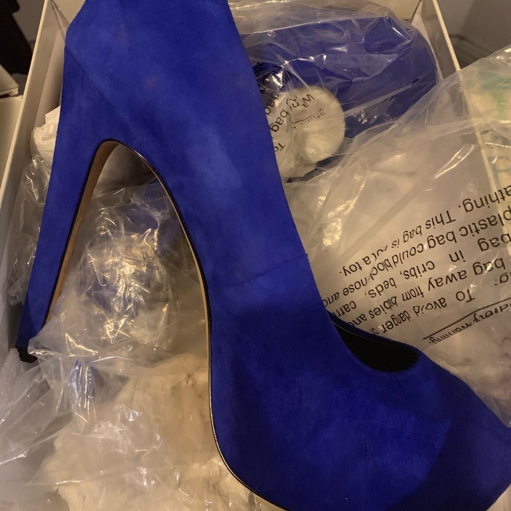 New blue suede heels